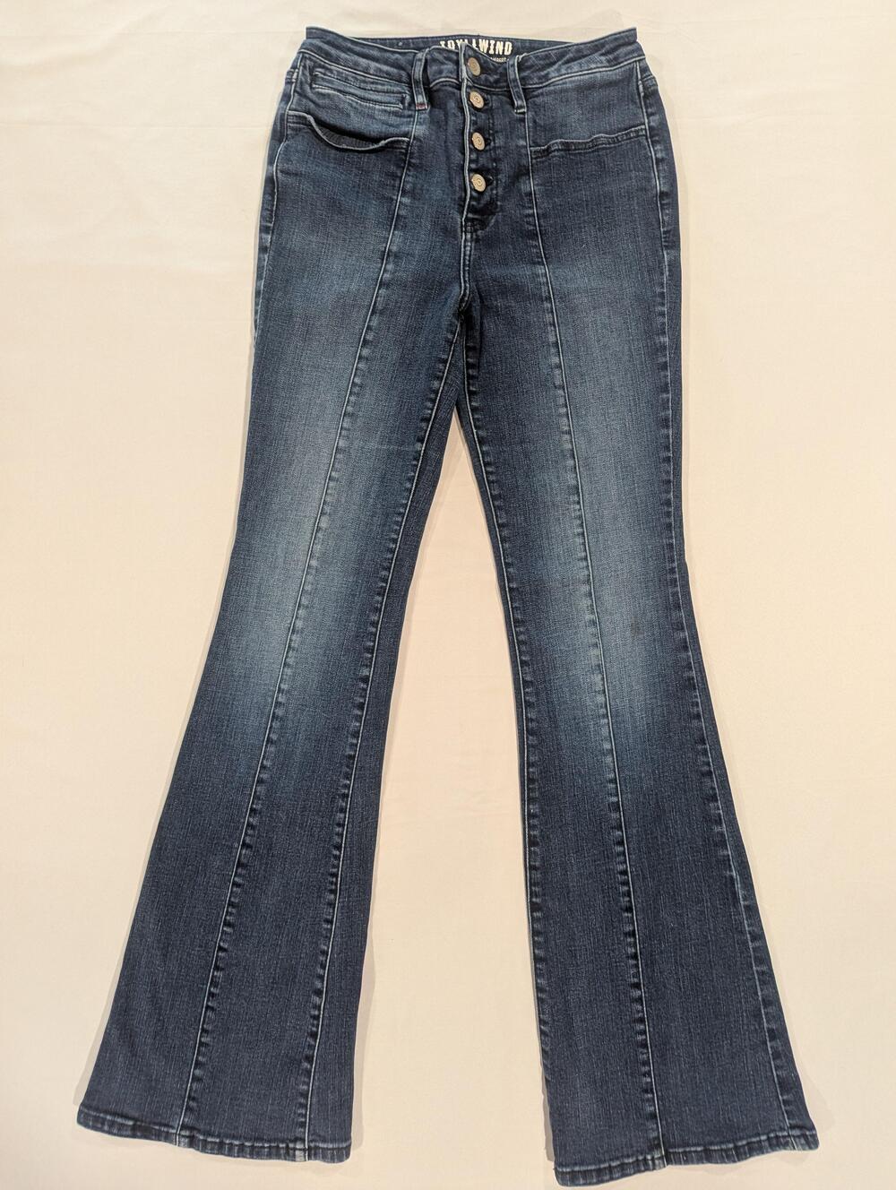 Idyllwind Jeans Womens 8 Blue Med Wash High Rise Flare Button Fly Stretch Denim